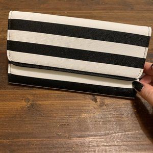 KUT From The Cloth Slim Black and White Striped Women's Wallet